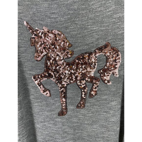 Total Girl Unicorn Sequin High-Low Gray T-Shirt M 10/12 - Picture 4 of 7